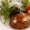 ふっくらハンバーグ（和風／イタリアン・ライス付）　1,300円（2019年9月30日までの料金）